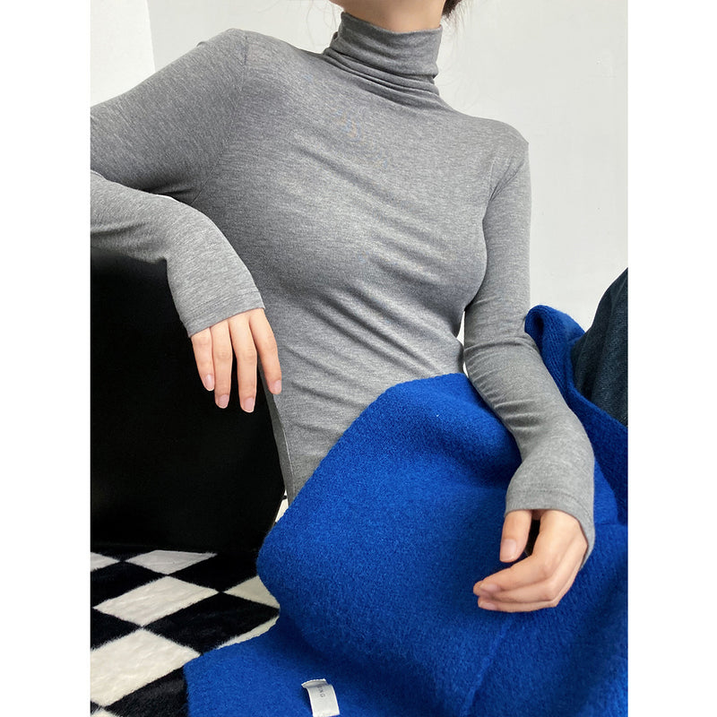 Women T Shirt Modal Turtleneck Long Sleeve T-shirt