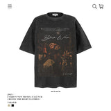 American vintage street T-shirt pure cotton retro men's and women's summer loose half sleeves