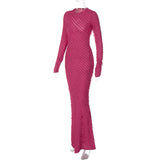 Women Dresses Fall Slim Fit round-Neck Long-Sleeved Dress