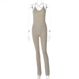 Women Jumpsuit Spring Sexy Backless Slim Fit Suspender Jumpsuit (Hawthaw0412)