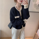 Women Knitted Cardigan Autumn Loose Crew Neck Top Coat