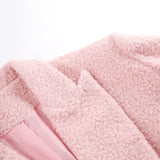 Women Trench Coat Woolen Thick Pink Lapel Coat Coat