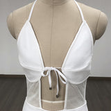 Women Evening Dress Sexy V-neck Hollow Mesh Slim-Fit Hip-Wrapped Short Dress Bandage Gown