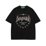 Men T Shirt Retro Alphabet Short Sleeve T-shirt