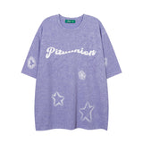 Men T Shirt Hip Hop Graffiti Embroidered Patch Short Sleeve T-shirt
