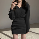 Women Dresses Beige V-neck Slim Fit Sheath Dress