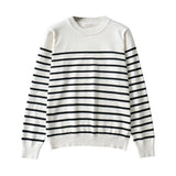 Women Sweater Knit round Neck Loose Striped Sweater