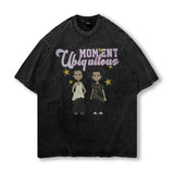 Men T Shirt Vintage Distressed Half Sleeve T-shirt Men and Women Hip Hop