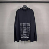 Men T-shirts printed washed water old long-sleeved round neck loose casual bottoming shirt