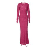 Women Dresses Fall Slim Fit round-Neck Long-Sleeved Dress