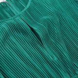 Women Dress Autumn and Winter Green Pleated Dress