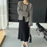 Women Cardigan Sweater Zebra Striped Coat Autumn Square Collar Top 2t375