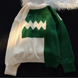 Women Knitwear Autumn Winter Retro round Neck Sweater Loose Sweater