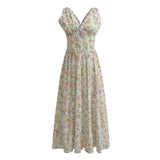 Women Dresses Summer V-neck Dress High Waist Sexy Long Dress (Xds0414)