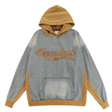 Men Hoodie Denim Hooded Top Washed and Worn Hooded Sweater