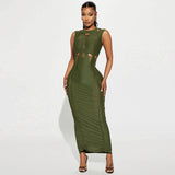 Women Dresses Summer Hollow Slim round Neck Sleeveless Dress