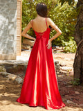 Corset Dress Long Sexy Backless Red with Spaghetti Straps Large Swing Bridesmaid Dress