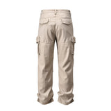 Men Sweatpants Large Pocket Slightly Pull Paratrooper Pants Pleated Loose Casual Straight Trousers