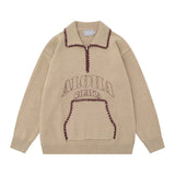 Unisex Sweater Autumn Polo Collar Embroidered Sweater