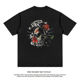 Mens Vintage Rock Band T-Shirt Washed Crew Neck Short Sleeve GUNSNROSES Heavy Metal Rock Band