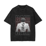 Washed retro cotton t-shirt printed washed old short sleeves