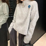 Women Knitted Cardigan Spring and Autumn Zipper Turtleneck Sweater Coat