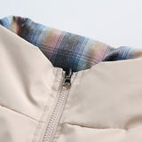 Unisex Winter Cotton Coat Stand-up Collar Cotton-Padded Clothes Double-Sided Plaid Cotton-Padded Jacket