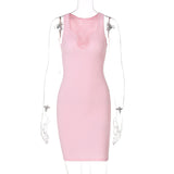 Women Dresses Spring Sexy U Collar Short Sleeveless Dress