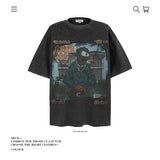 American vintage street T-shirt pure cotton retro men's and women's summer loose