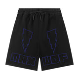 Men Shorts Vintage Letter Print Casual Shorts Loose Cropped Pants