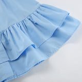Women Dress Square Collar Puff Sleeve Dress