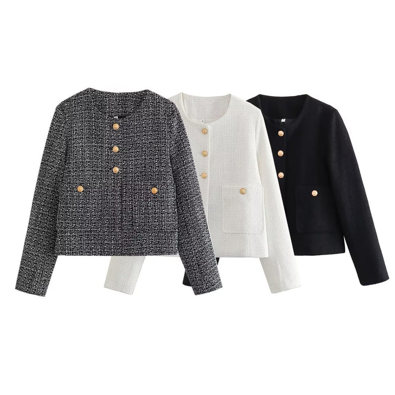 Women Jacket Autumn Crew Neck Jacket