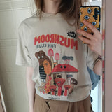 Mushroom Cute Women's T Shirt Summer Vintage 80s 90s Cotton