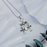 Chrome Hearts Necklace Cross Pendant Men's Vintage Thai Silver Letter Bead Necklace