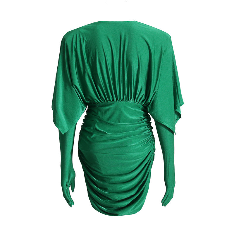 Women Dresses Spring V-neck Hip Skirt Dress (Qymy0409)