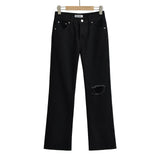 Women Pants Summer Hole Loose Denim Trousers