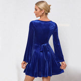 Women Dress Autumn and Winter Bell Sleeve Velvet Dress
