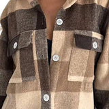 Women Trench Coat Retro Plaid Coat Autumn and Winter Loose