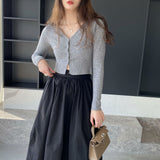 Women's Cardigan Sweater Sexy V-neck Short Women's Slim-Fit Long-Sleeved Sweater 8t8220