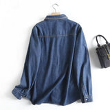 Women Jacket Retro Loose Fleece-lined Denim Shirt