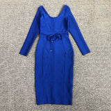 Women's Evening Dress round Neck Long Sleeve Bandage One-Piece Dress