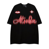 Men T Shirt Gothic Letter Graffiti Couple Short Sleeve T-shirt