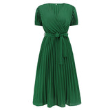 Women Date Dress Summer Puff Sleeve Dress V-neck Dress