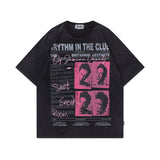 Men T Shirt Vintage Rock Style Graffiti Printing Couple Short Sleeve T-shirt
