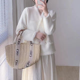 Women Knitted Cardigan Autumn and Winter Tassel Loose Sweater Cardigan