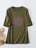 Loose Crew Neck Short Sleeve Land of the Free America 1776 Summer T-Shirt