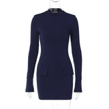Women Dresse Ol round Neck Long Sleeve Slim Fit Sheath Dress