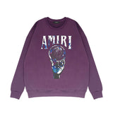 Amiri Long-Sleeve Shirt Personality Printed Crew Neck Sweatshirt