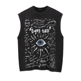 Men Vest Retro Washed Vintage Sleeveless T-shirt