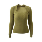 Women Sweater Knitwear off-Shoulder Pullover Slim Bottoming Shirt